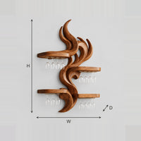 Carved Flame Wine Rack With Four Wide Shelves dimension diagram with width, height and depth