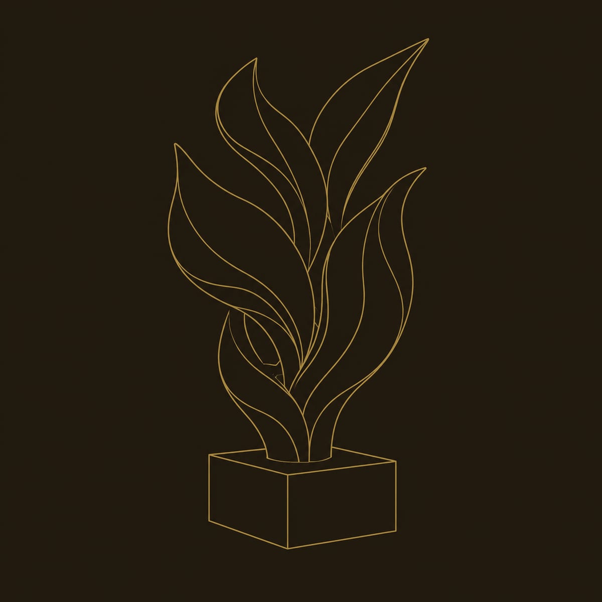Carved Leaf Cluster Sculpture On A Square Block Base dimension diagram