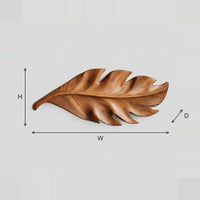 Carved Leaf Wall Art With Notched Lobes And Raised Veins dimension diagram with width and height