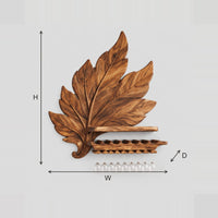 Carved Leaf Wine Rack With Bottle Ledge And Glass Hangers dimension diagram with width, height and depth