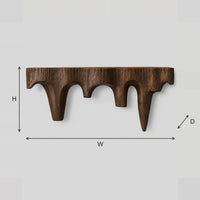 Carved Mantel Shelf With Tapered Drip Arches, Rough Hewn Face dimension diagram with width, height and depth