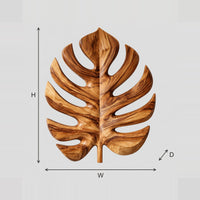 Carved Monstera Leaf Wall Art With Deep Split Lobes dimension diagram with width and height