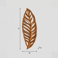 Carved Openwork Leaf Wall Art with Flowing Veins dimension diagram with width and height