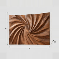 Carved Swirl Wood Wall Art With Layered Ridge Relief dimension diagram with width and height