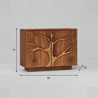 Carved Tree Branch Sideboard With Two Doors And Plinth Base dimension diagram with width, height and depth