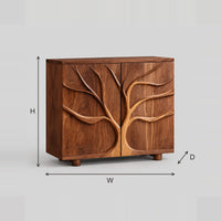 Carved Tree Relief Sideboard With Two Doors dimension diagram with width, height and depth