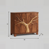 Carved Tree Sideboard With Two Doors And Arched Plinth Base dimension diagram with width, height and depth