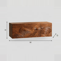 Carved Wave Bathroom Vanity Cabinet With Three Front Panels dimension diagram with width, height and depth