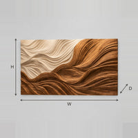 Carved Wave Relief Wall Art With Flowing Light And Dark Ridges dimension diagram with width and height