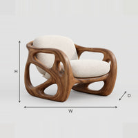 Chunky Chair With Large Oval Cutouts And A Pillow Back dimension diagram with width, height and depth