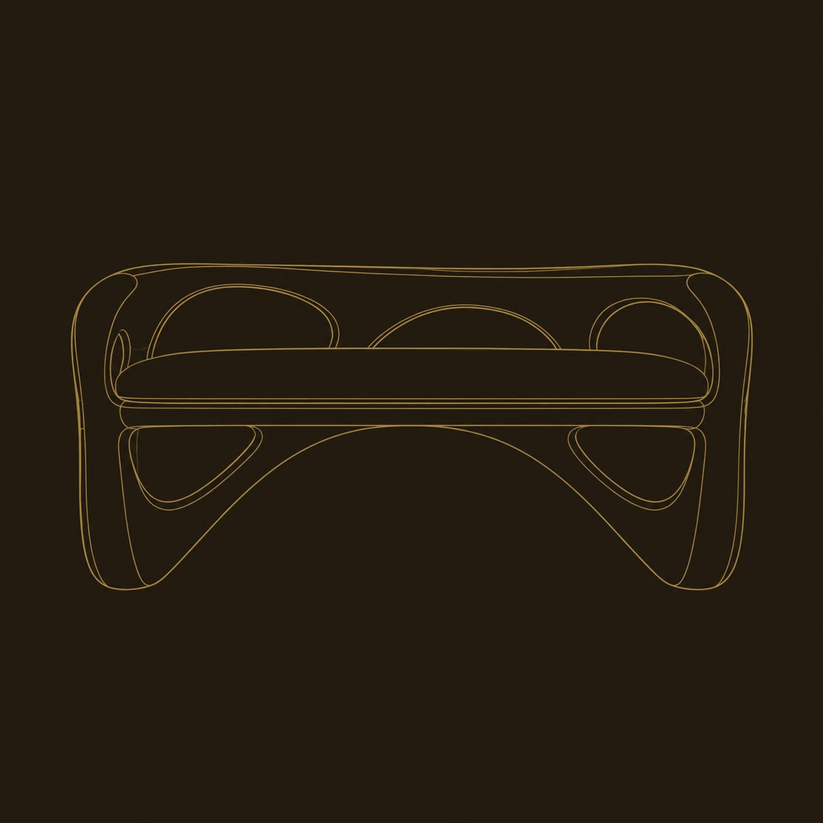 Chunky Looped Bench With Cutout Back And Cream Cushion dimension diagram