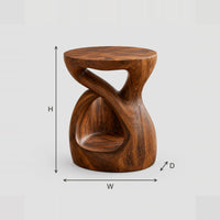 Chunky Side Table With A Looping Open Body And Deep Scoop dimension diagram with width, height and depth