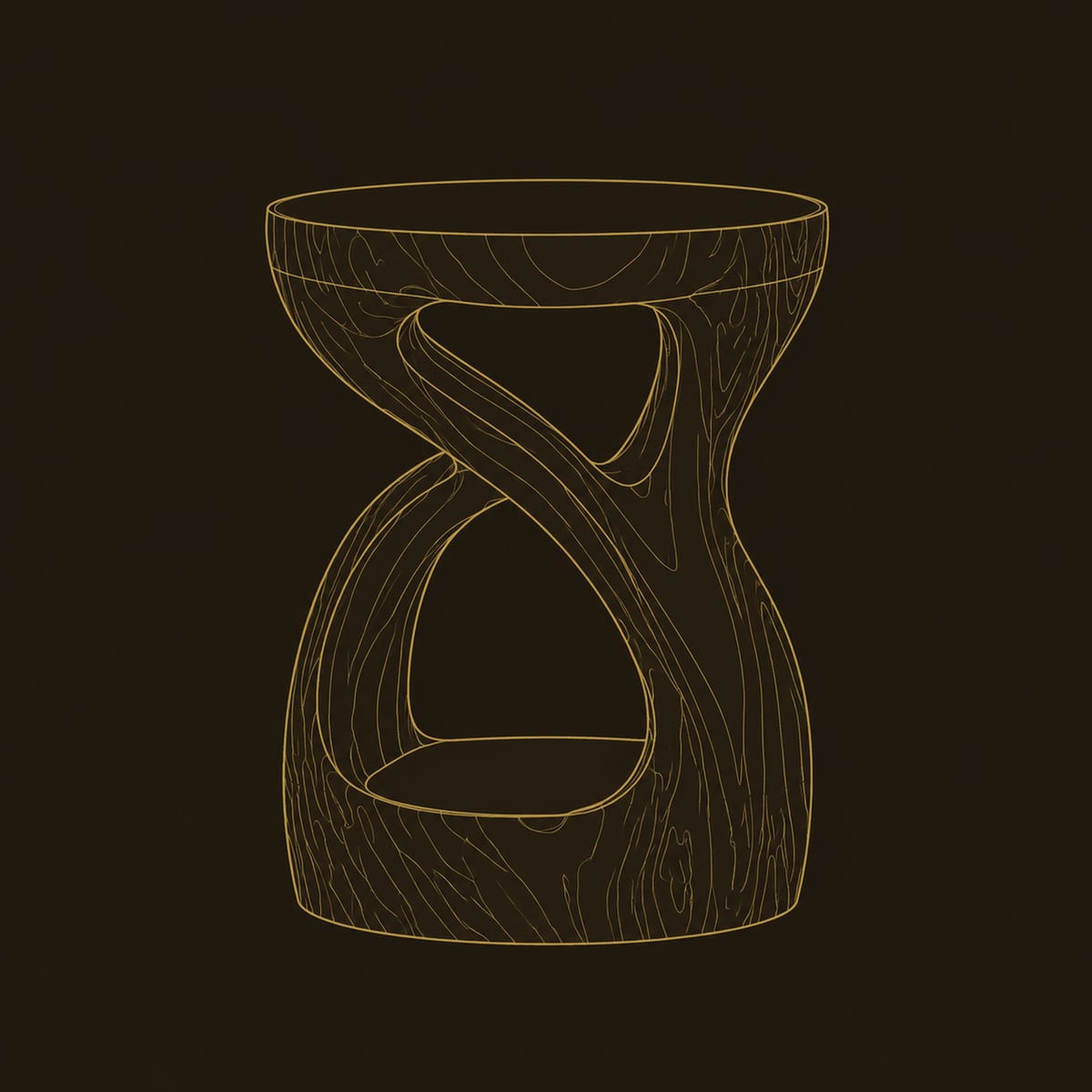 Chunky Side Table With A Looping Open Body And Deep Scoop dimension diagram