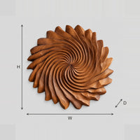 Circular Spiral Wood Wall Art With Ruffled Petal Edge dimension diagram with width and height