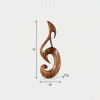 Clefline Musical Wall Sculpture, Carved from Solid Wood dimension diagram with height, width and depth
