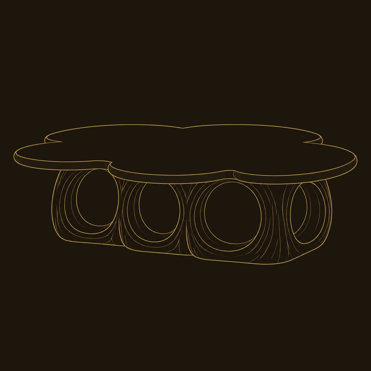 Cloud Coffee Table with Arched Ring Base dimension diagram