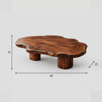 Cloud Shaped Coffee Table On Chunky Cylinder Legs dimension diagram with width, height and depth