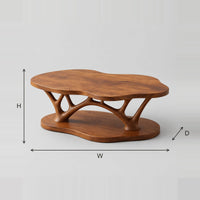 Cloud Shaped Coffee Table With Forked Branch Legs dimension diagram with width, height and depth