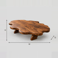 Cloud Shaped Coffee Table With Wavy Edge Top, Low Angled Legs dimension diagram with width, height and depth