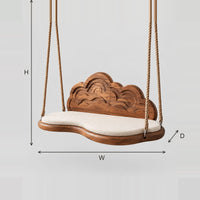 Cloud Shaped Swing With Carved Wave Backrest And Rope Hangers dimension diagram with width, height and depth