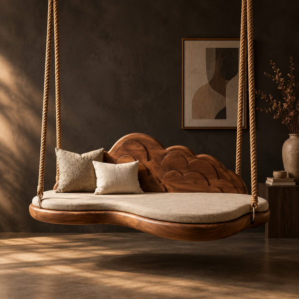 Cloud Shaped Swing With Scalloped Carved Back