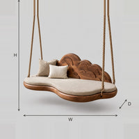 Cloud Shaped Swing With Scalloped Carved Back dimension diagram with width, height and depth