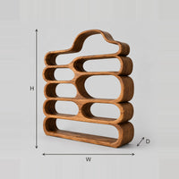 Cloud Top Bookshelf With Stacked Pill Shaped Shelves dimension diagram with width, height and depth