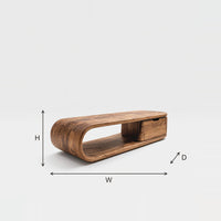 Coffee Table for Tidy Living with a Side Drawer Box dimension diagram with height, width and depth