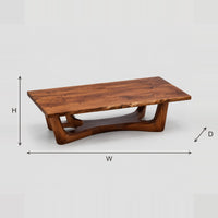 Coffee Table With Arched Trestle Base And Rectangular Slab Top dimension diagram with width, height and depth