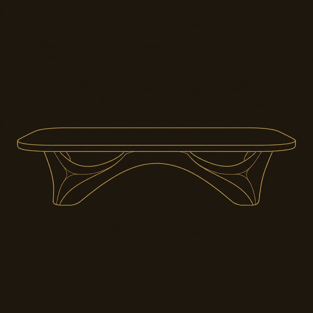 Coffee Table With Carved Organic Base And Soft Edged Top dimension diagram