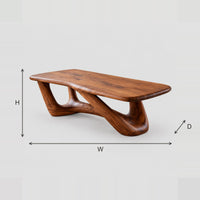 Coffee Table With Irregular Soft Top On Sculpted Branching Legs dimension diagram with width, height and depth