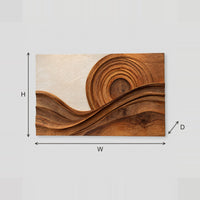 Concentric Ring Wall Art With Flowing Carved Wave Bands dimension diagram with width and height
