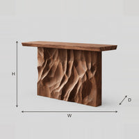 Console Table on a Deeply Ridged Sculpted Base dimension diagram with width, height and depth