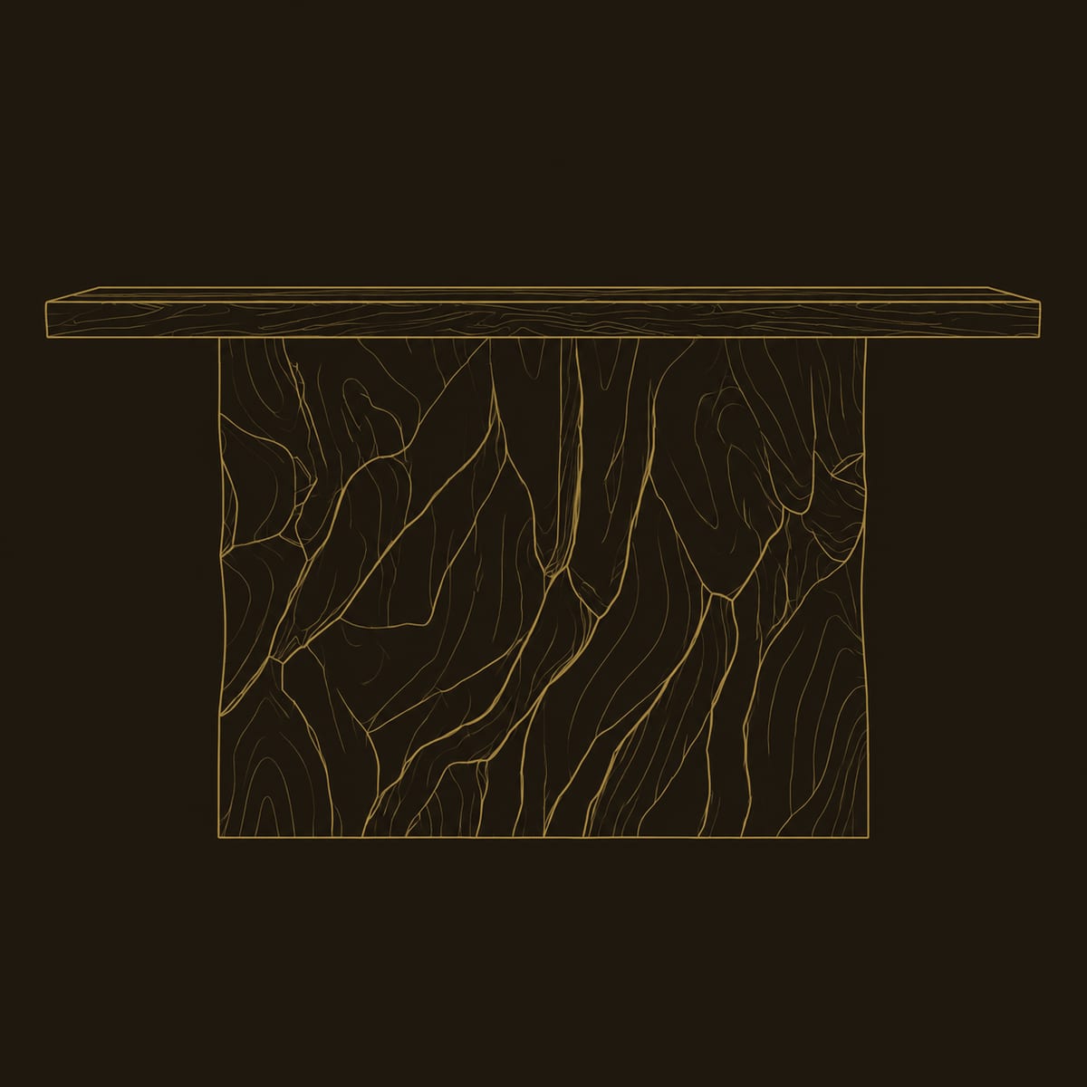 Console Table on a Deeply Ridged Sculpted Base dimension diagram