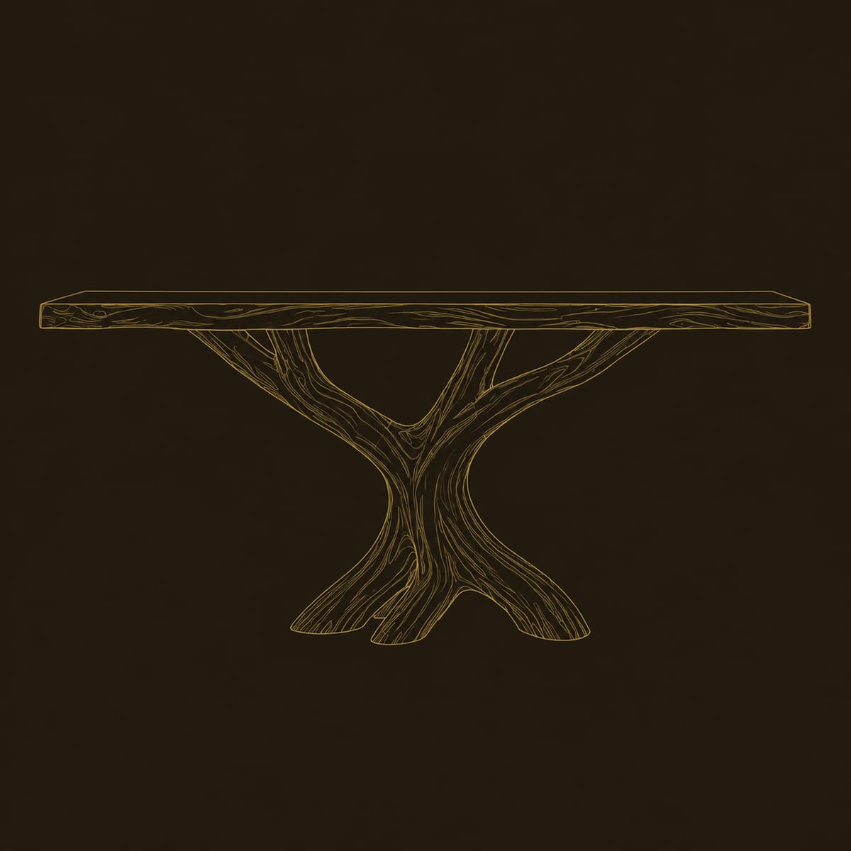 Console Table With Branching Trunk Base And Natural Edge Slab Top dimension diagram