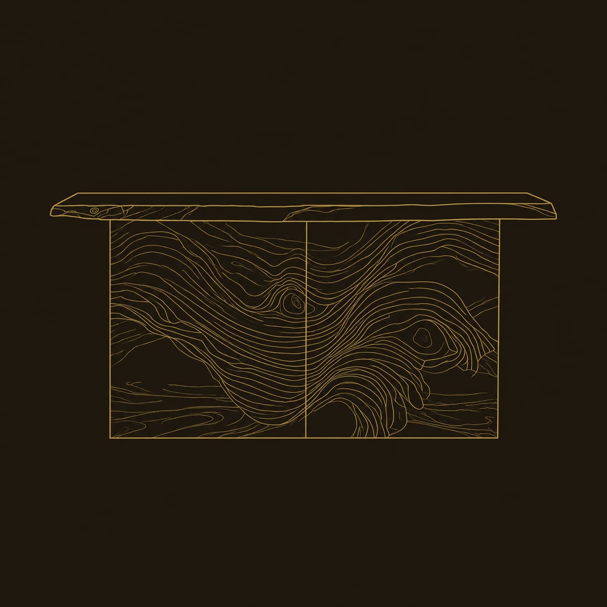 Console Table With Flowing Grain Relief Front And Raw Edge Top dimension diagram