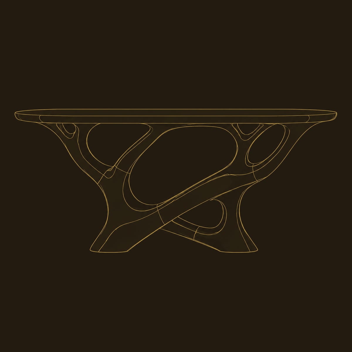 Console Table With Open Looping Limb Base And Oval Top dimension diagram