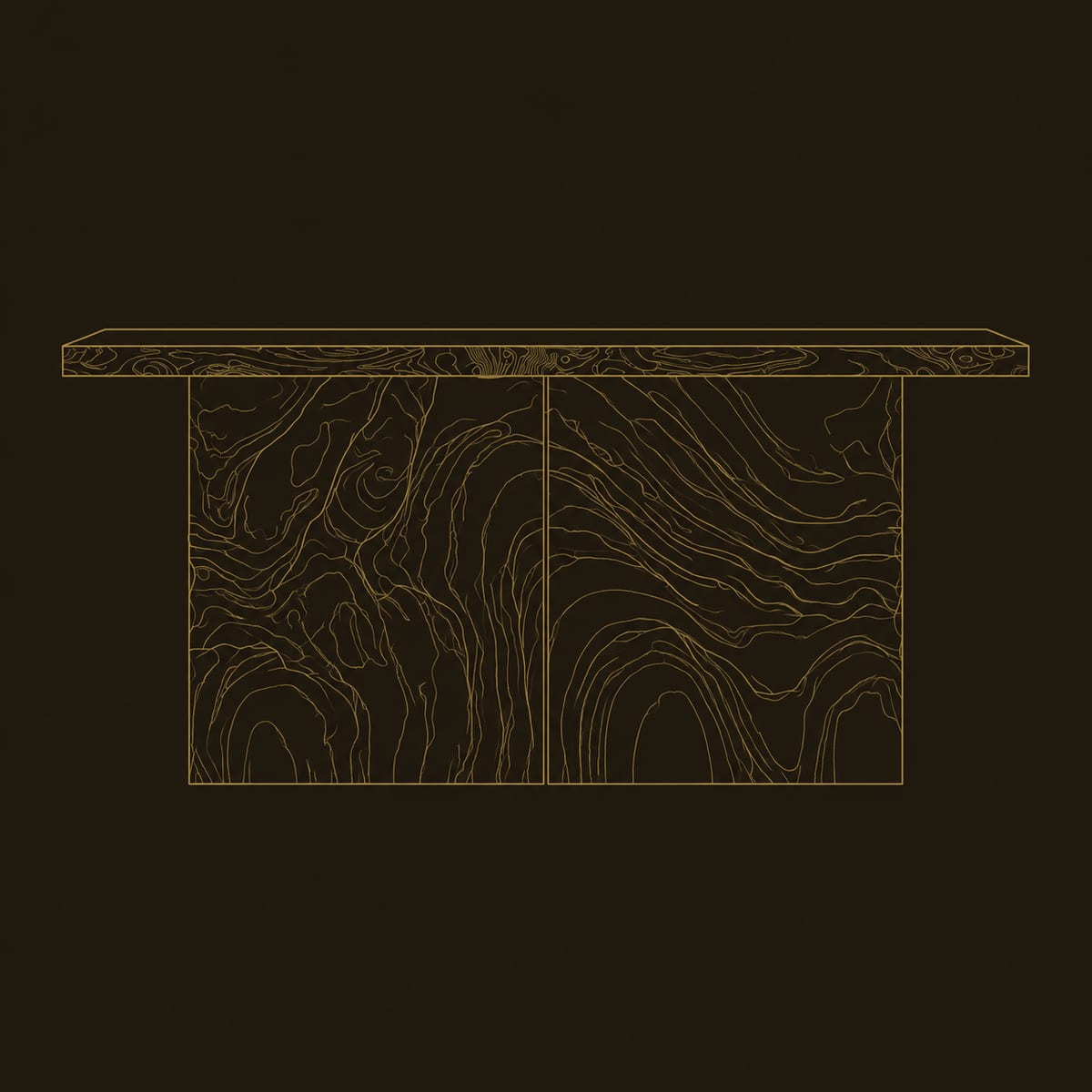 Console Table with Rippled Strata Carved Block Base dimension diagram