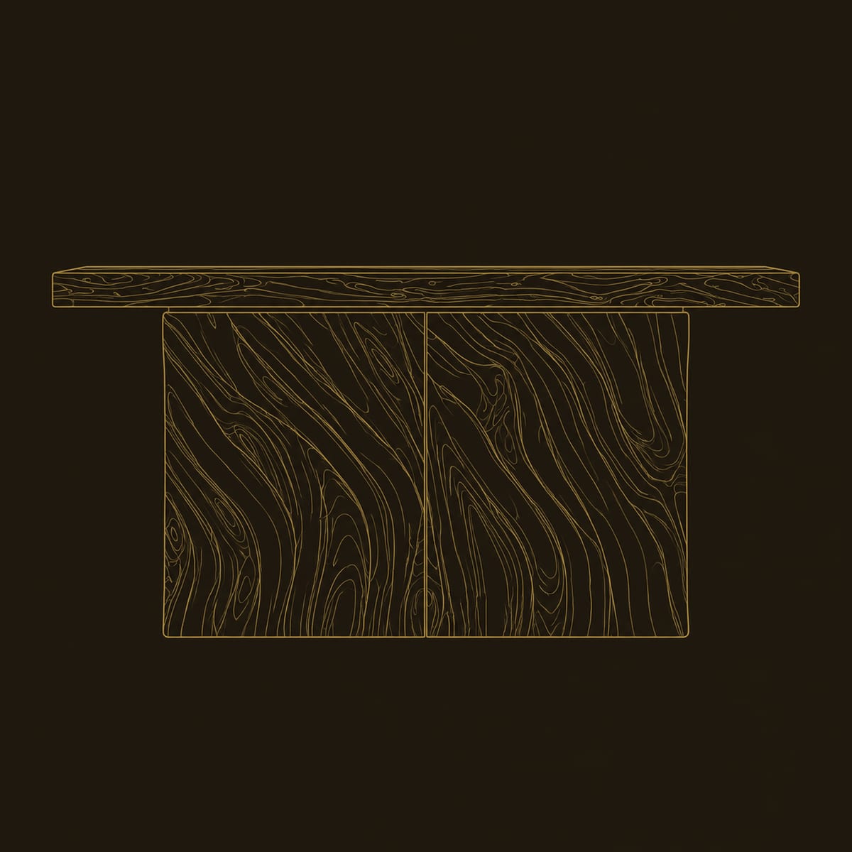 Console Table With Slab Top And Deeply Carved Two Panel Body dimension diagram
