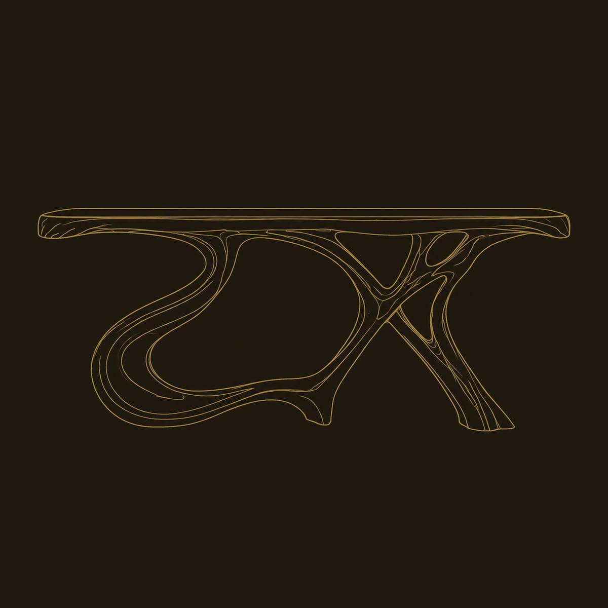 Console Table With Swooping Left Leg And Crossed Branch Legs dimension diagram
