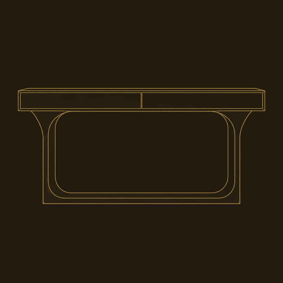 Console Table With Thick Top And Open Loop Frame Base dimension diagram