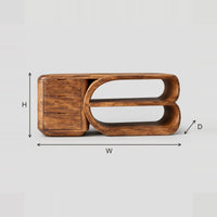 Console Table With Three Drawers And Looped Open Shelves dimension diagram with width, height and depth