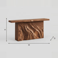 Console Table with Windswept Carved Block Base dimension diagram with width, height and depth
