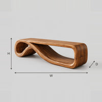 Continuous Ribbon TV Stand with Curling Loop End dimension diagram with width, height and depth