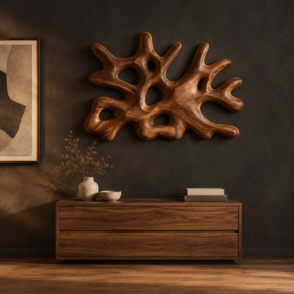 Coral Shaped Carved Wall Light With Open Hollows And Warm Glow