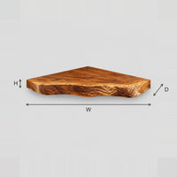 Corner Live Edge Slab Bathroom Vanity With Open Space Below dimension diagram with width, height and depth