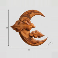 Crescent Moon And Cloud Carved Wall Art Sculpture dimension diagram with width and height