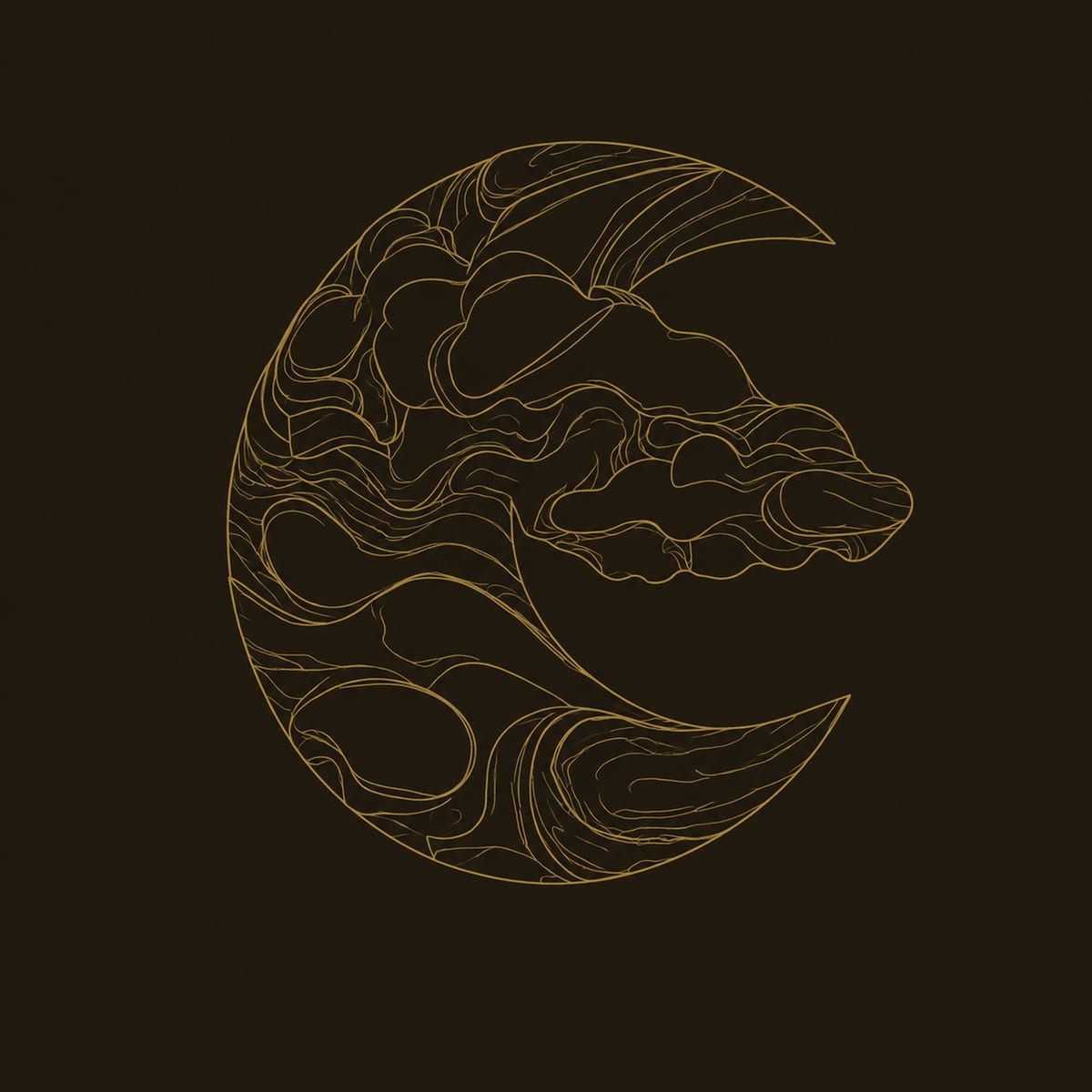 Crescent Shaped Wall Art With Carved Cloud And Wave Relief dimension diagram