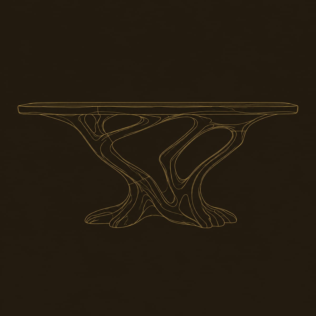 Crossing Limb Console Table With Root Style Feet dimension diagram