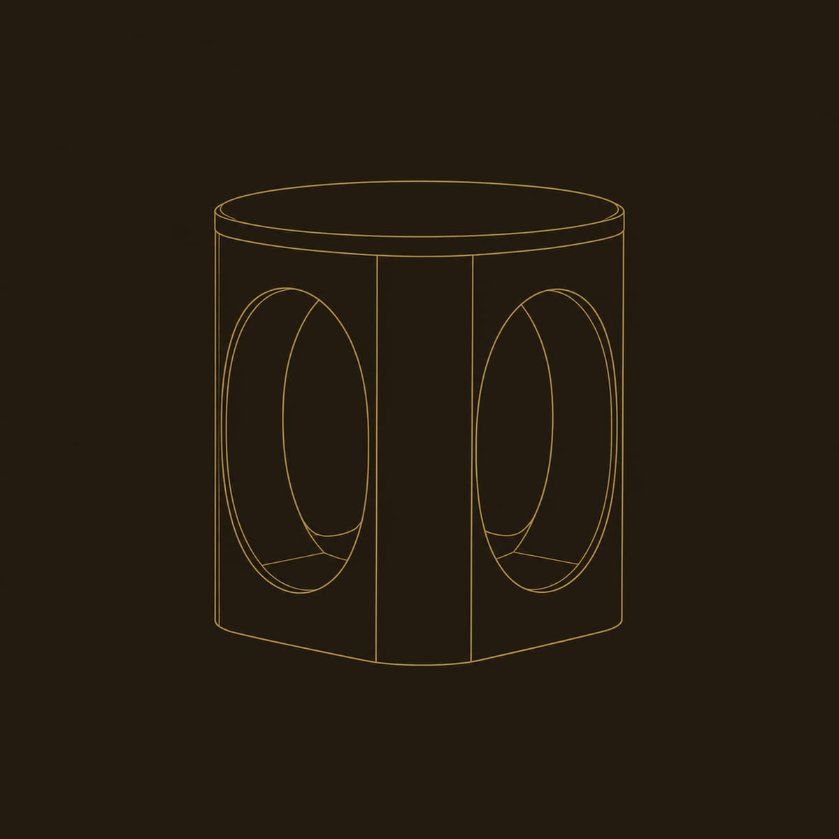 Cube Side Table With Large Oval Cut Outs And Softened Edges dimension diagram